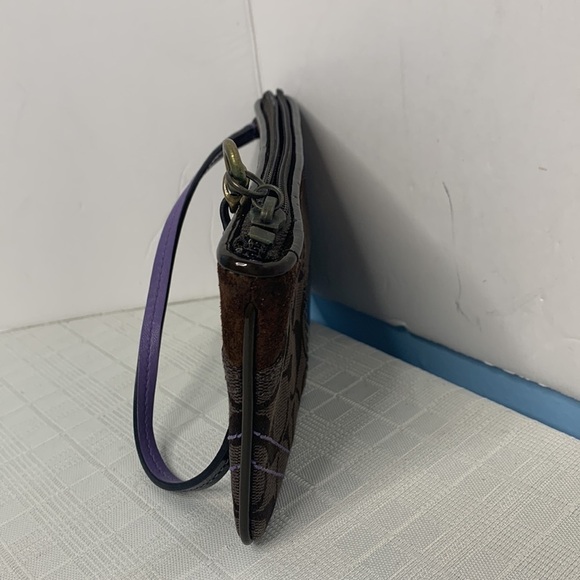 Coach Patchwork Brown Purple Leather Wristlet - Picture 2 of 9